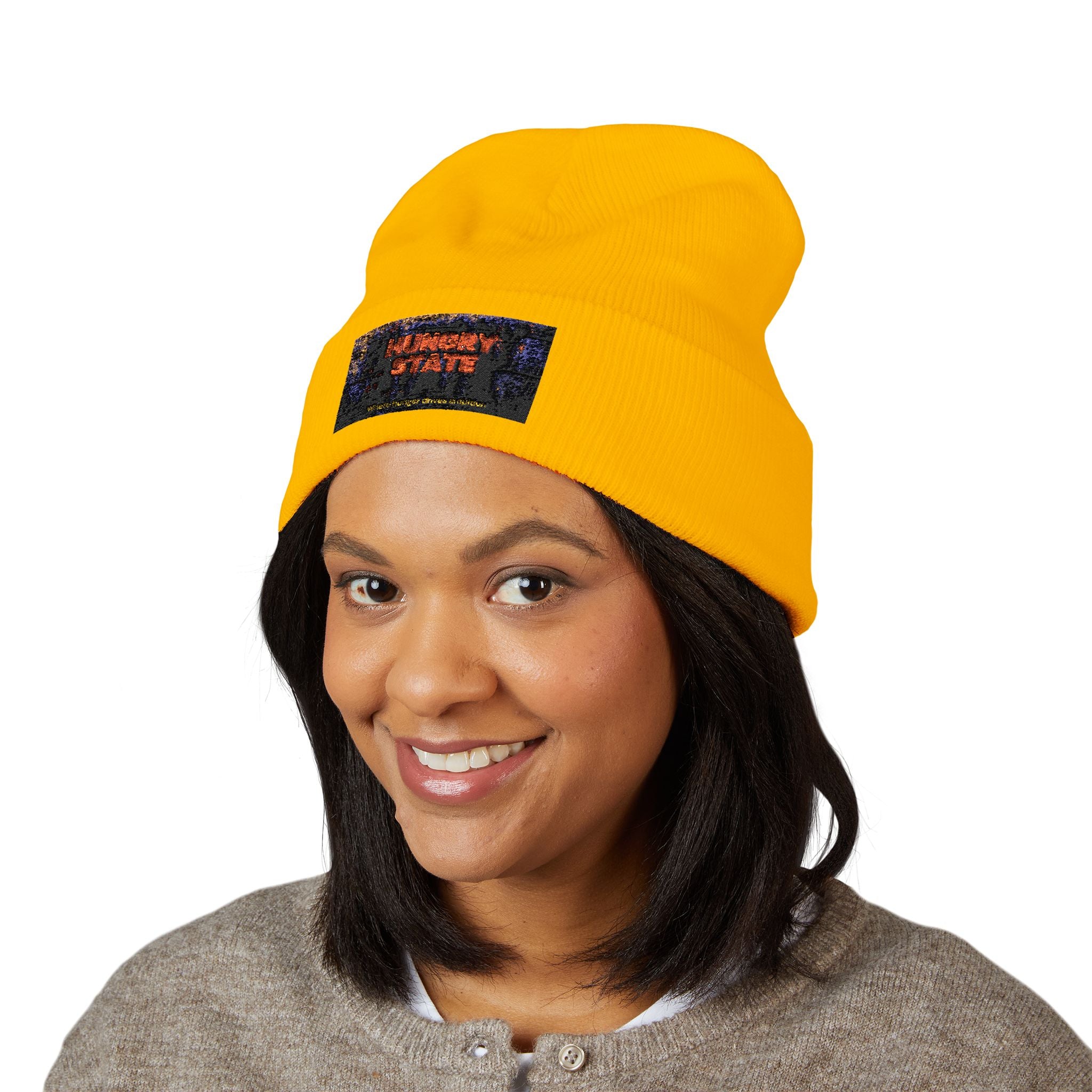 Embroidered 'Midnight State' Cuffed Beanie — Cozy Winter Knit Hat